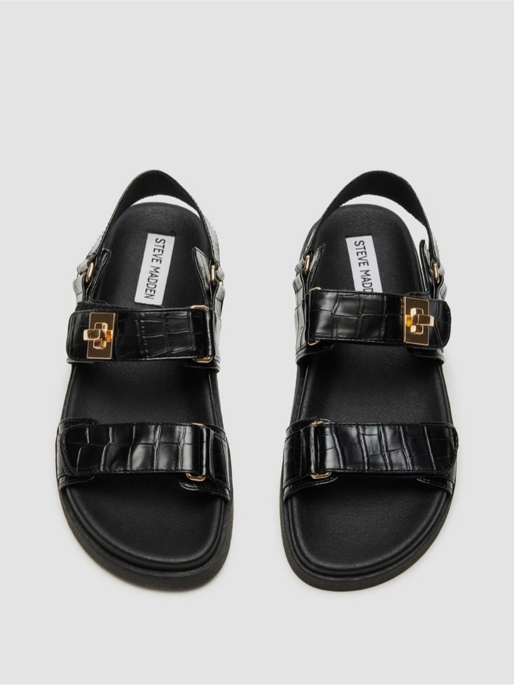 Steve Madden Black Leather Sandals